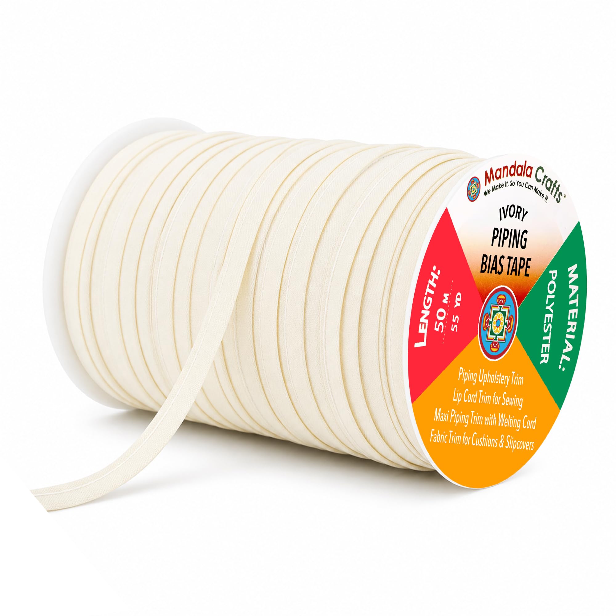 Amazon.com: Mandala Crafts Maxi Piping Bias Tape with Welting Cord